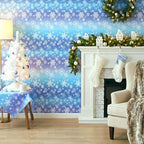 100FT x 54IN Snowflake Plastic Tablecloth Roll with Slide Cutter Box in Blue and Purple Snowflake, alternate view 2