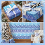 100FT x 54IN Snowflake Plastic Tablecloth Roll with Slide Cutter Box in Blue and Purple Snowflake, alternate view 5