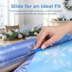 100FT x 54IN Snowflake Plastic Tablecloth Roll with Slide Cutter Box in Blue and Purple Snowflake, alternate view 6