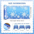 100FT x 54IN Snowflake Plastic Tablecloth Roll with Slide Cutter Box in Blue and Purple Snowflake, alternate view 7