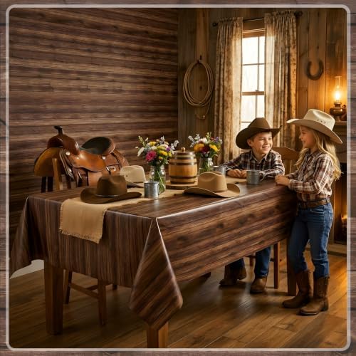 100FT x 54IN Wood Grain Plastic Tablecloth Roll with Slide Cutter Box in Wood Grain, alternate view 4
