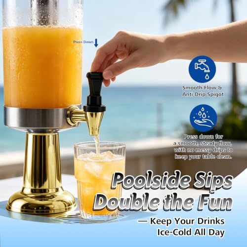 100oz/3.2 qt Drink Dispenser with Leak-Proof Spigot & Ice Core, alternate view 5