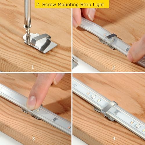 100Pack Two Fixation LED Strip Light Holder Clips for 10-17mm Width IP67/68, alternate view 6