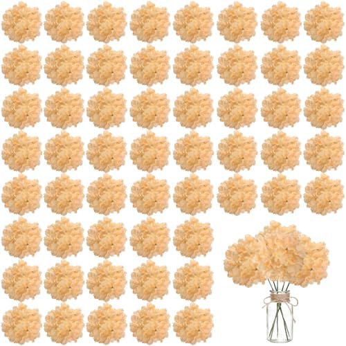 100PCS Artificial Hydrangea Flowers, Fake Flowers Silk Hydrangea Full Flowers Heads with Stems for Wedding Home