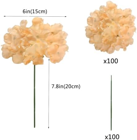 100PCS Artificial Hydrangea Flowers, Fake Flowers Silk Hydrangea Full Flowers Heads with Stems for Wedding Home, alternate