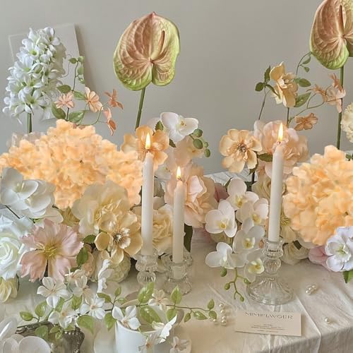 100PCS Artificial Hydrangea Flowers, Fake Flowers Silk Hydrangea Full Flowers Heads with Stems for Wedding Home, alternate