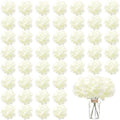 100PCS Artificial Hydrangea Flowers, Fake Flowers Silk Hydrangea Full Flowers Heads with Stems for Wedding Home