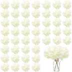 100PCS Artificial Hydrangea Flowers, Fake Flowers Silk Hydrangea Full Flowers Heads with Stems for Wedding Home