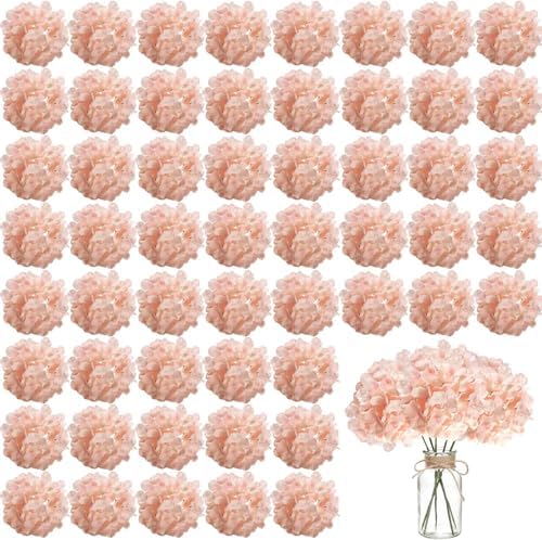 100PCS Artificial Hydrangea Flowers, Fake Flowers Silk Hydrangea Full Flowers Heads with Stems for Wedding Home