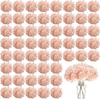100PCS Artificial Hydrangea Flowers, Fake Flowers Silk Hydrangea Full Flowers Heads with Stems for Wedding Home