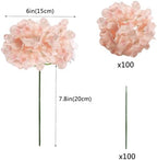 100PCS Artificial Hydrangea Flowers, Fake Flowers Silk Hydrangea Full Flowers Heads with Stems for Wedding Home, alternate