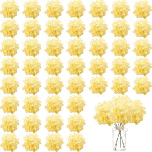 100PCS Artificial Hydrangea Flowers, Fake Flowers Silk Hydrangea Full Flowers Heads with Stems for Wedding Home