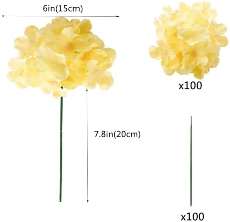 100PCS Artificial Hydrangea Flowers, Fake Flowers Silk Hydrangea Full Flowers Heads with Stems for Wedding Home, alternate