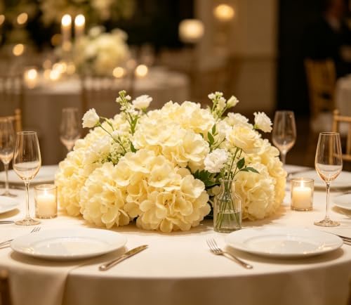100PCS Artificial Hydrangea Flowers, Fake Flowers Silk Hydrangea Full Flowers Heads with Stems for Wedding Home, alternate