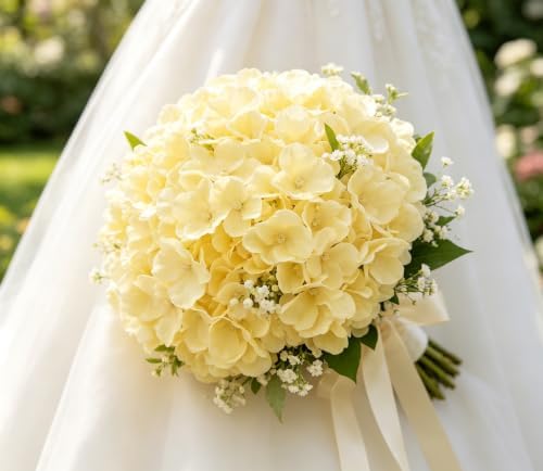 100PCS Artificial Hydrangea Flowers, Fake Flowers Silk Hydrangea Full Flowers Heads with Stems for Wedding Home, alternate