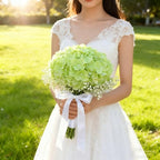 100PCS Artificial Hydrangea Flowers, Fake Flowers Silk Hydrangea Full Flowers Heads with Stems for Wedding Home, alternate