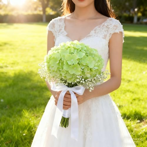 100PCS Artificial Hydrangea Flowers, Fake Flowers Silk Hydrangea Full Flowers Heads with Stems for Wedding Home, alternate