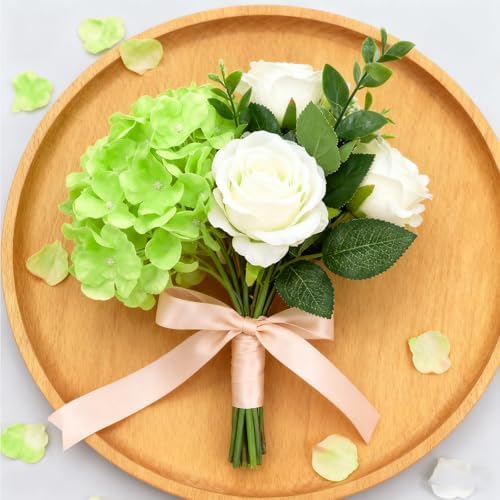 100PCS Artificial Hydrangea Flowers, Fake Flowers Silk Hydrangea Full Flowers Heads with Stems for Wedding Home, alternate