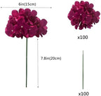 100PCS Artificial Hydrangea Flowers, Fake Flowers Silk Hydrangea Full Flowers Heads with Stems for Wedding Home, alternate