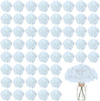 100PCS Artificial Hydrangea Flowers, Fake Flowers Silk White Hydrangea Full Flowers Heads with Stems for Wedding
