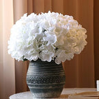 100PCS Artificial Hydrangea Flowers, Fake Flowers Silk White Hydrangea Full Flowers Heads with Stems for Wedding, alternate