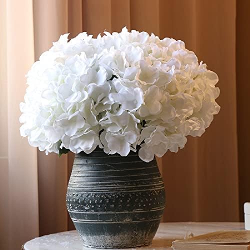 100PCS Artificial Hydrangea Flowers, Fake Flowers Silk White Hydrangea Full Flowers Heads with Stems for Wedding, alternate