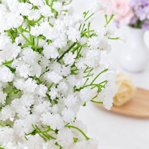 100Pcs Babys Breath Artificial Flowers-Gypsophila Babys Breath Flowers Artificial Bulk-White Real Touch Fake, alternate view