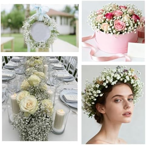 100Pcs Babys Breath Artificial Flowers-Gypsophila Babys Breath Flowers Artificial Bulk-White Real Touch Fake, alternate view