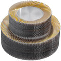 100Pcs Clear Plates With Gold Trim for Party, Disposable Plates Include 50 Dessert Plates and 50 Dinner Plates