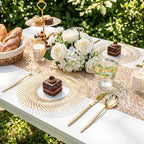 100Pcs Clear Plates With Gold Trim for Party, Disposable Plates Include 50 Dessert Plates and 50 Dinner Plates, alternate