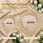 100Pcs Clear Plates With Gold Trim for Party, Disposable Plates Include 50 Dessert Plates and 50 Dinner Plates, alternate