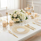 100Pcs Clear Plates With Gold Trim for Party, Disposable Plates Include 50 Dessert Plates and 50 Dinner Plates, alternate