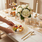 100Pcs Clear Plates With Gold Trim for Party, Disposable Plates Include 50 Dessert Plates and 50 Dinner Plates, alternate