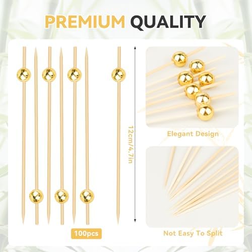 100PCS Cocktail Picks, Fancy Toothpicks for Appetizers, Decorative Skewers for Appetizers Drinks Party Fruit, alternate view