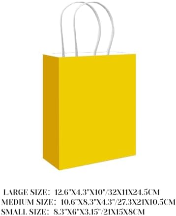 100PCS Gift Bag with Handles Bulk Bright Yellow Paper Bags Assorted Sizes(33pcs Large 13",33pcs Medium 11",34pcs, alternate