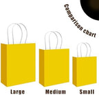 100PCS Gift Bag with Handles Bulk Bright Yellow Paper Bags Assorted Sizes(33pcs Large 13",33pcs Medium 11",34pcs, alternate