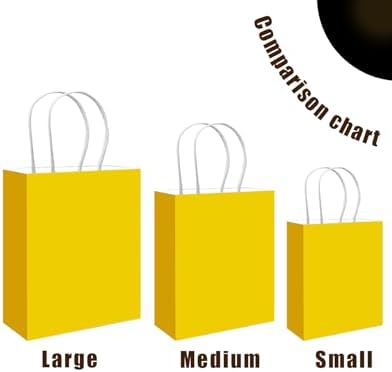 100PCS Gift Bag with Handles Bulk Bright Yellow Paper Bags Assorted Sizes(33pcs Large 13",33pcs Medium 11",34pcs, alternate