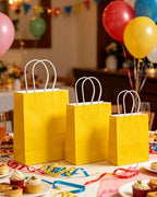 100PCS Gift Bag with Handles Bulk Bright Yellow Paper Bags Assorted Sizes(33pcs Large 13",33pcs Medium 11",34pcs, alternate