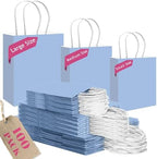 100PCS Gift Bag with Handles Bulk Light Blue Paper Bags Assorted Sizes(33pcs Large 13",33pcs Medium 11",34pcs