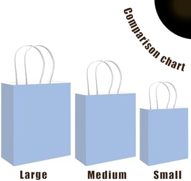 100PCS Gift Bag with Handles Bulk Light Blue Paper Bags Assorted Sizes(33pcs Large 13",33pcs Medium 11",34pcs, alternate view