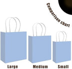 100PCS Gift Bag with Handles Bulk Light Blue Paper Bags Assorted Sizes(33pcs Large 13",33pcs Medium 11",34pcs, alternate view