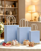 100PCS Gift Bag with Handles Bulk Light Blue Paper Bags Assorted Sizes(33pcs Large 13",33pcs Medium 11",34pcs, alternate view