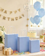 100PCS Gift Bag with Handles Bulk Light Blue Paper Bags Assorted Sizes(33pcs Large 13",33pcs Medium 11",34pcs, alternate view