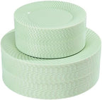 100Pcs Green Plastic Plates for Party, Green Disposable Plates Include 50 Dessert Plates and 50 Dinner Plates