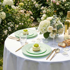 100Pcs Green Plastic Plates for Party, Green Disposable Plates Include 50 Dessert Plates and 50 Dinner Plates, alternate view