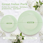 100Pcs Green Plastic Plates for Party, Green Disposable Plates Include 50 Dessert Plates and 50 Dinner Plates, alternate view