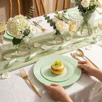 100Pcs Green Plastic Plates for Party, Green Disposable Plates Include 50 Dessert Plates and 50 Dinner Plates, alternate view