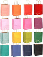 100Pcs Medium Size Paper Gift Bags with Handles - 11"x8.3"x4.3" Kraft Party Bags - 16 Solid Colors in 1 Count, alternate view