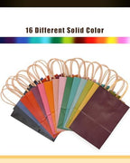 100Pcs Medium Size Paper Gift Bags with Handles - 11"x8.3"x4.3" Kraft Party Bags - 16 Solid Colors in 1 Count, alternate view