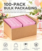 100PCS Pink Gift Bags with Tissue Paper Medium Wide Size in 100 Count (Pack of 1) - Medium Wide in Pink, alternate view 4
